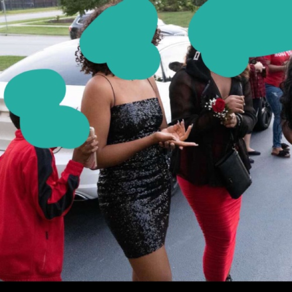 Glittery black midi dress